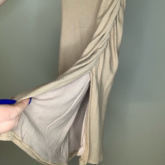 Tan Ribbed Mini Dress - Picture 3 of 4